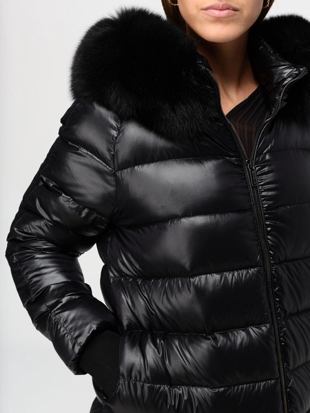 Moorer down jacket with cape and hood with fur