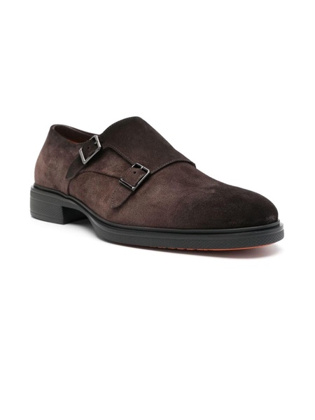 Brown Calf Suede Monk Shoes