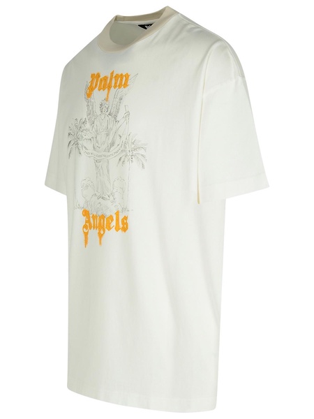 Palm Angels 'Angel Pency' White Cotton T-Shirt Man