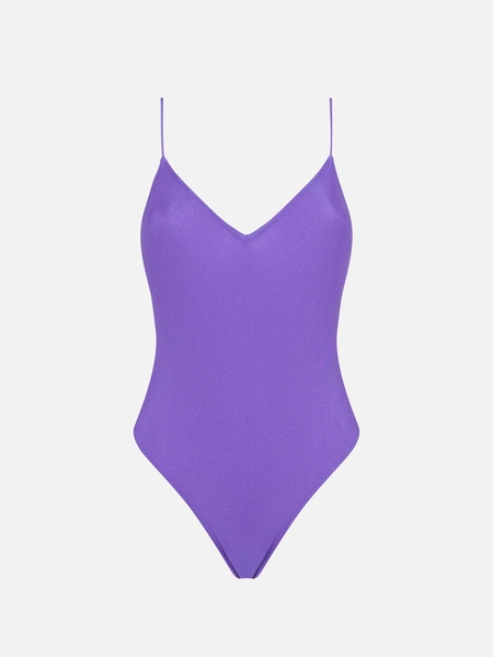 Woman Purple One Piece Swimsuit