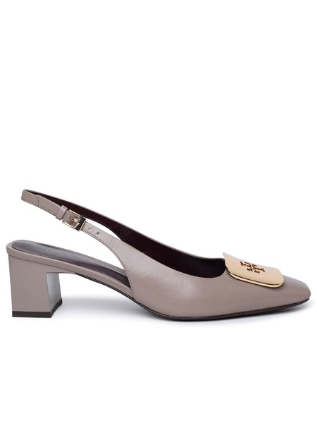 'georgia' Taupe Leather Slingbacks