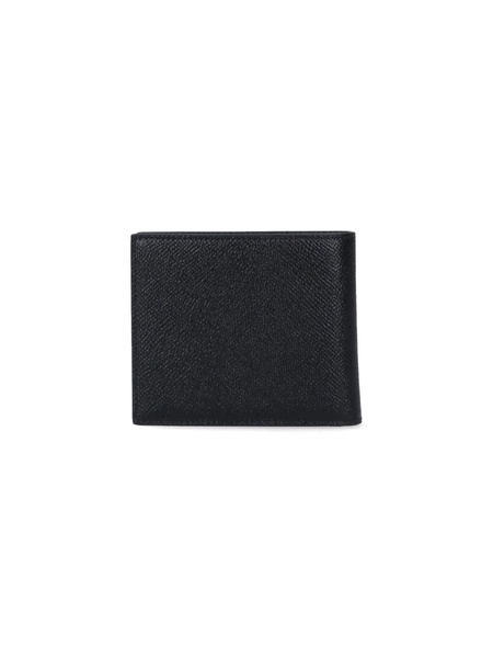 Calf leather wallet with logo plaque