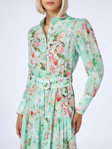 Woman Linen Dress Marbella With Flower Print