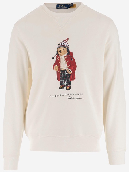 Cotton Blend Sweatshirt With Polo Bear Pattern