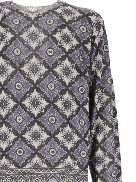 brushed patterned-jacquard jumper