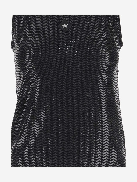 Stretch Jersey Top With Sequins