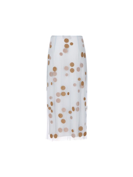 Polka Dot Embellished Tulle Midi Skirt