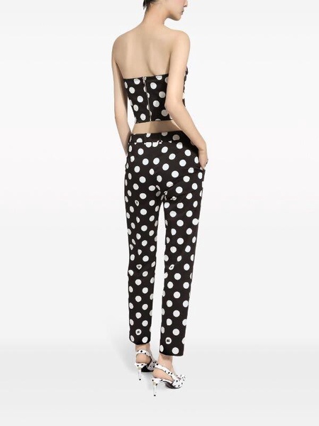 Cotton pants with polka-dot print