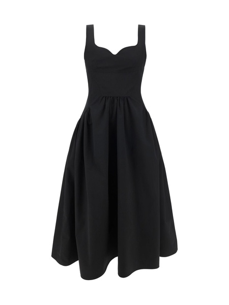 Sweetheart-neck cotton midi dress