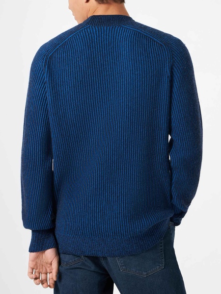 Man Half-turtleneck Ribbed Blue Sweater