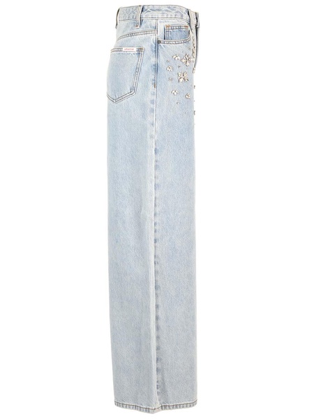 Wide Leg Jeans With Rhinestones