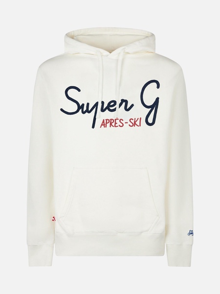 Man White Hoodie With Super G Embroidery | Super G Special Edition