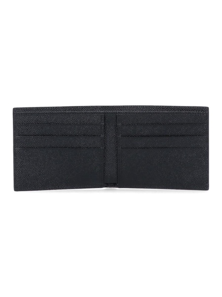 Calf leather wallet with logo plaque