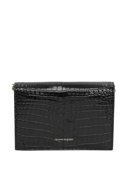 Skull crocodile-embossed tote bag