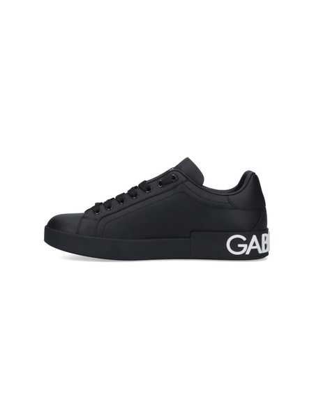 Portofino sneakers in black calf leather with white logo