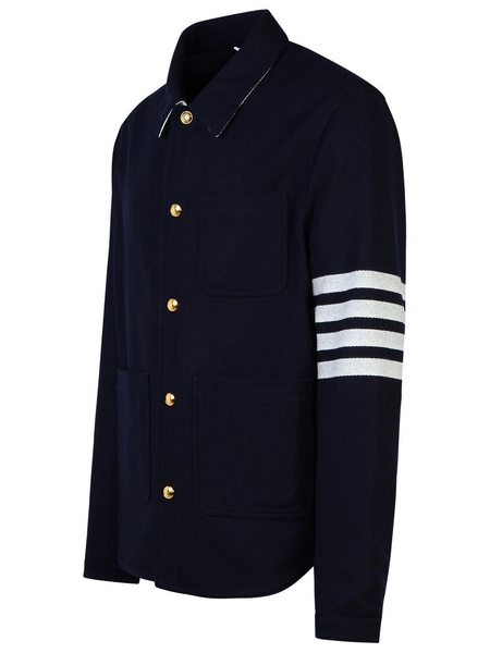 Thom Browne '4 Bar' Navy Wool Blend Jacket Man