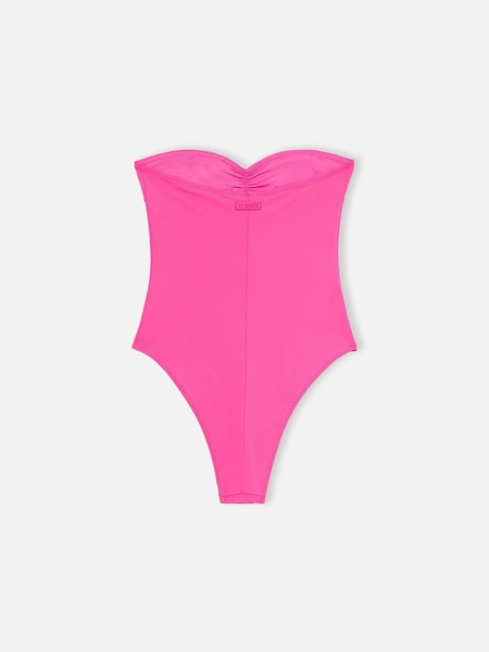 Women Fuscia Strapless One Piece Swimsuit Soleil