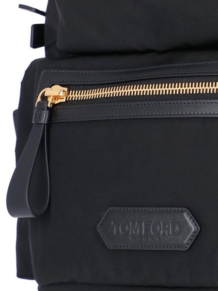 Tom Ford Logo Patch Zipped Backpack