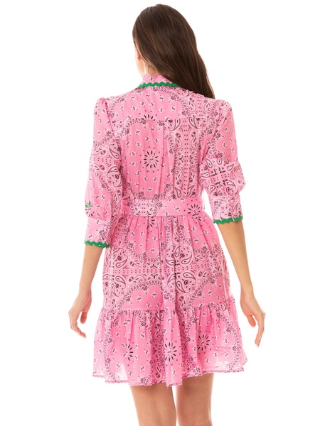 Bandanna Print Cotton Short Dress Daisi With Embroideries