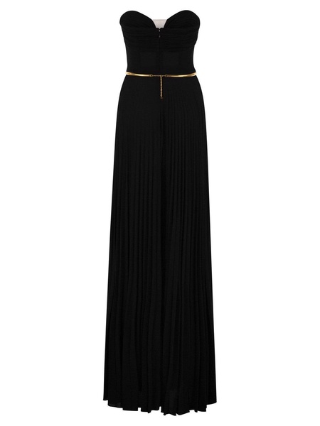 Elisabetta Franchi Pleated Lurex Jersey Red Carpet Dress With Belt