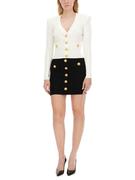 BALMAIN Cozy Knit Crop Cardigan for Women - Modern and Chic