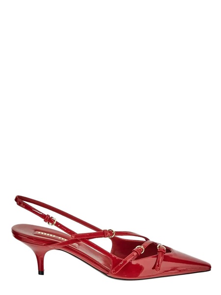 Miu Miu Red Patent Leather Slingback Décolleté With Buckles Women