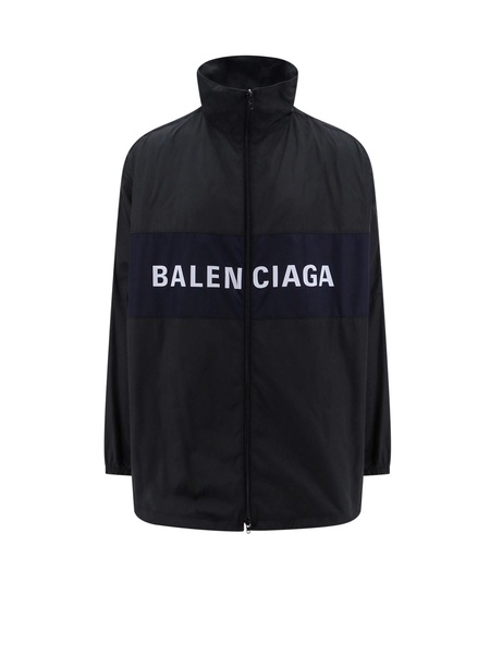 Balenciaga Logo Patch Faux Fur Jacket