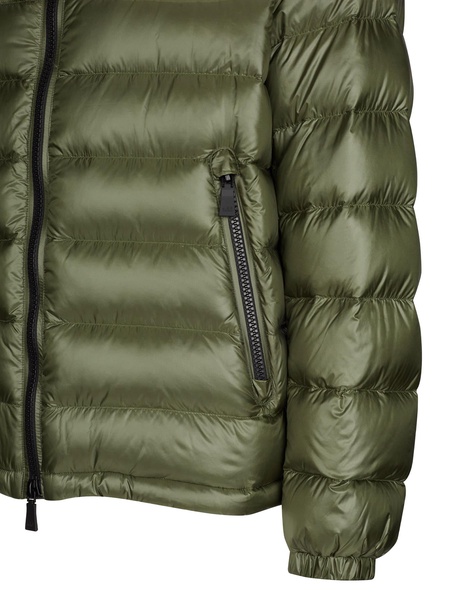 Green Quilted Down Jacket With Hood Men