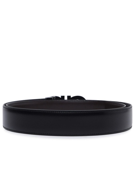 Gancini Black Calf Leather Belt