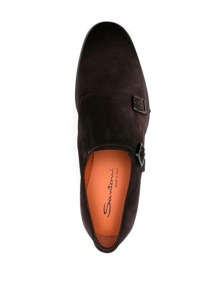 Brown Calf Suede Monk Shoes