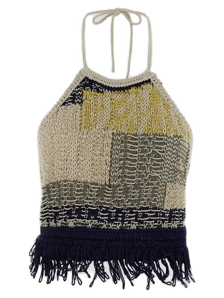 Halterneck Fringed Edge Top