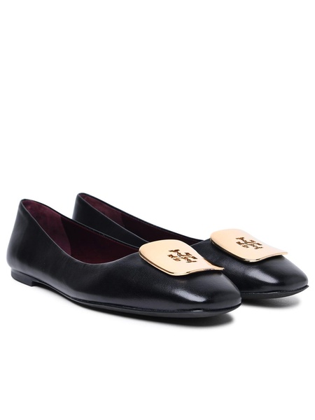 'georgia' Black Leather Ballet Flats