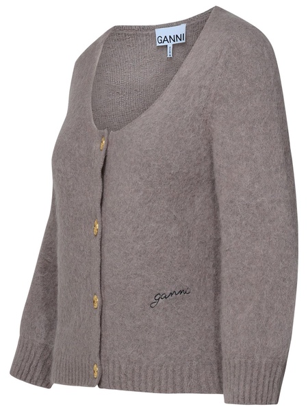 Ganni Beige Virgin Wool Blend Cardigan