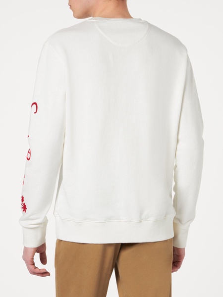 Man White Sweatshirt With Saint Barth Embroidery