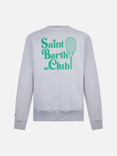 Man Crewneck Grey Sweatshirt With Saint Barth Mc2 Club Print