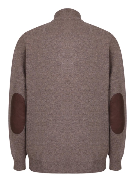 Essential Mid Zip Taupe Wool Sweater