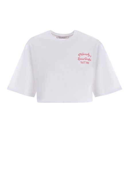 Cropped T-shirt Philosophy "logo" In Cotton Jersey