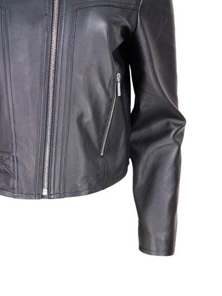 Zipped Buckle-fastened Leather Jacket