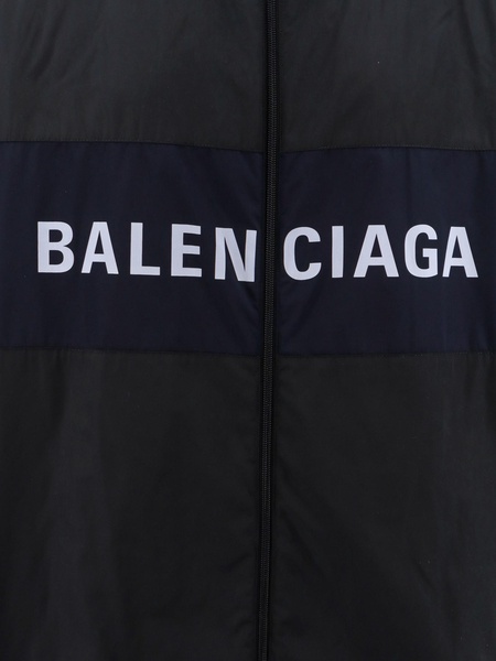 Balenciaga Logo Patch Faux Fur Jacket