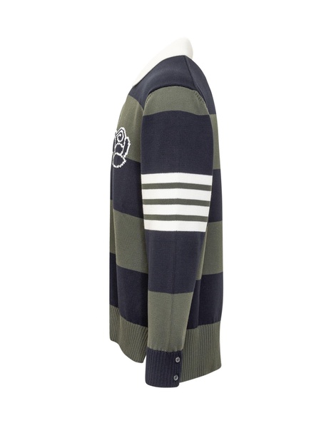 Thom Browne 4-Bar Rose Striped Polo Jumper