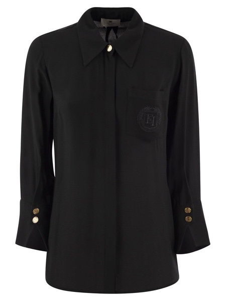 Elisabetta Franchi Georgette Shirt With Logo Patch