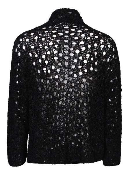 Perforated Knit Sweater Black