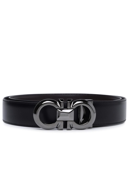 Gancini Black Calf Leather Belt