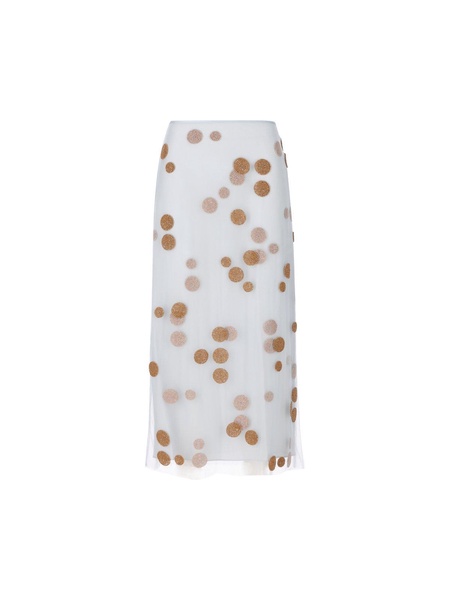 Polka Dot Embellished Tulle Midi Skirt