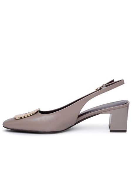 'georgia' Taupe Leather Slingbacks