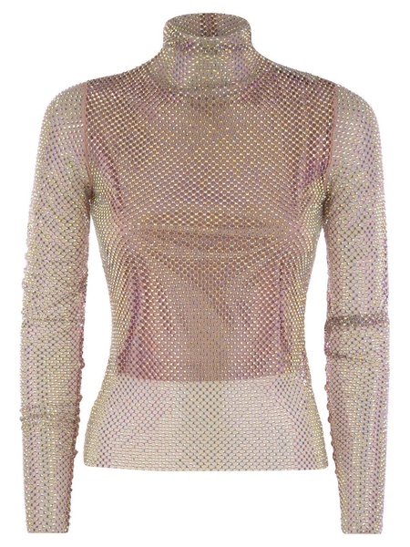 Embellished High Neck Long-sleeved Top