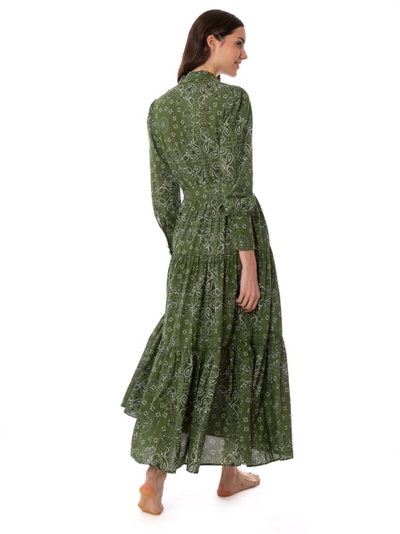 Woman Green Bandanna Long Dress Jensen