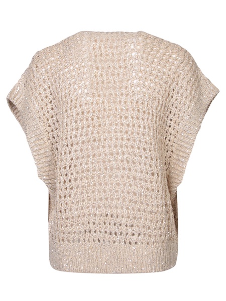 Brunello Cucinelli V-Neck Net Knitted Vest