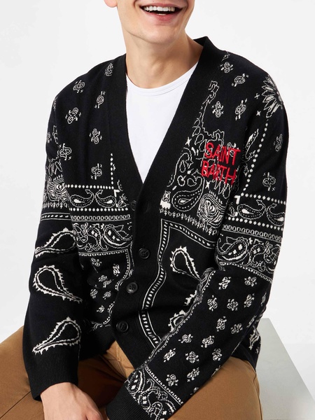 Bandanna Knitted Cardigan With Saint Barth Embroidery