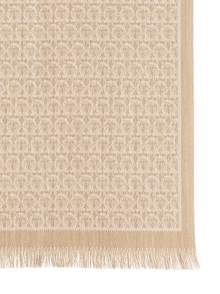 Ferragamo Gancini Patterned Fringed Scarf